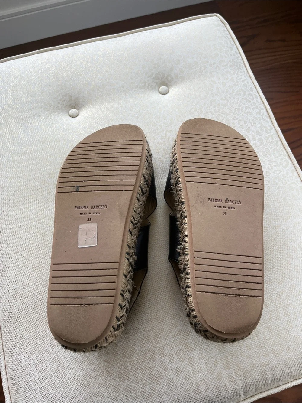 Paloma Barceló Black Leather Espadrille Platform Sandals